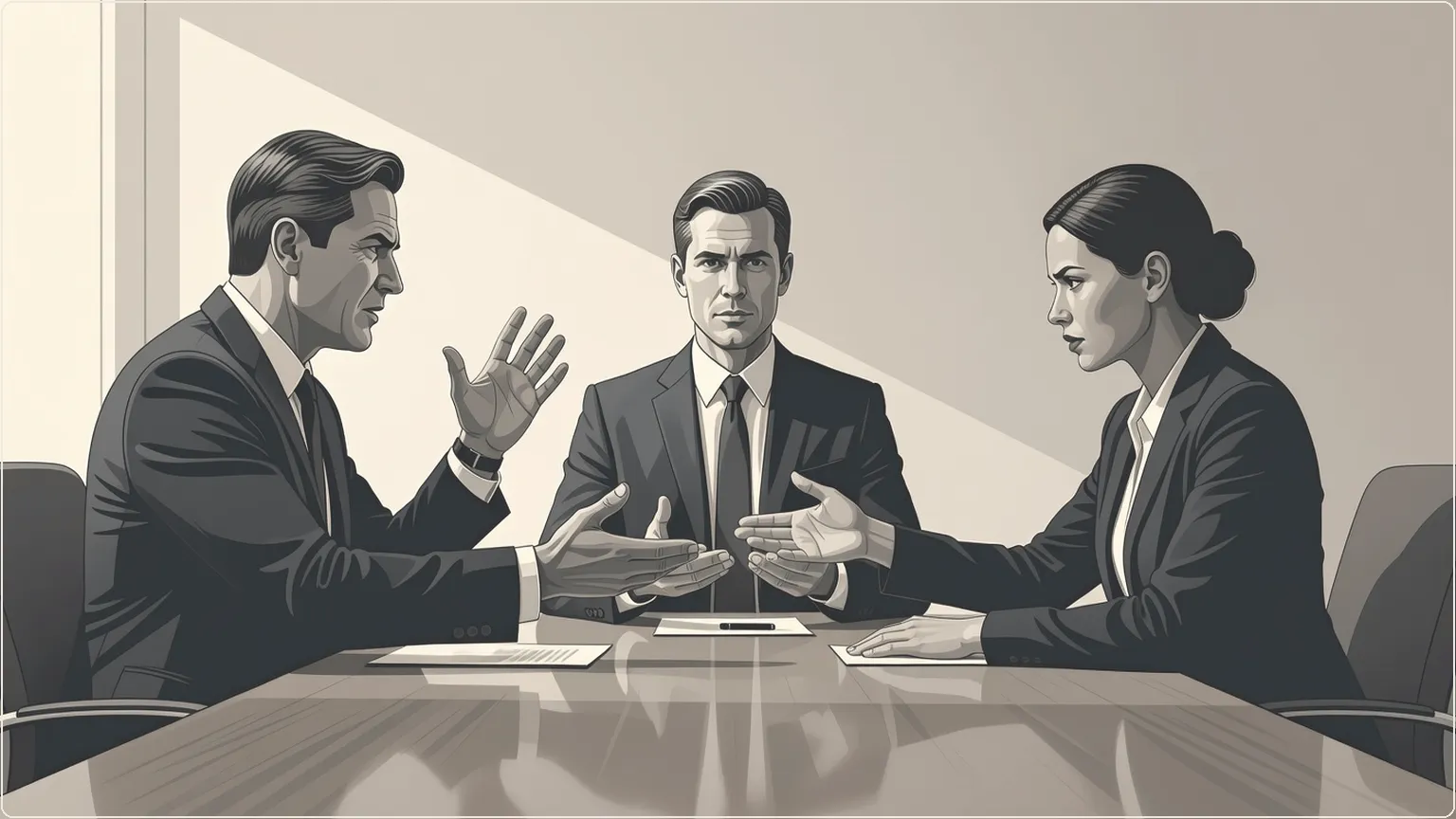 Mediator facilitating resolution between two people in debate